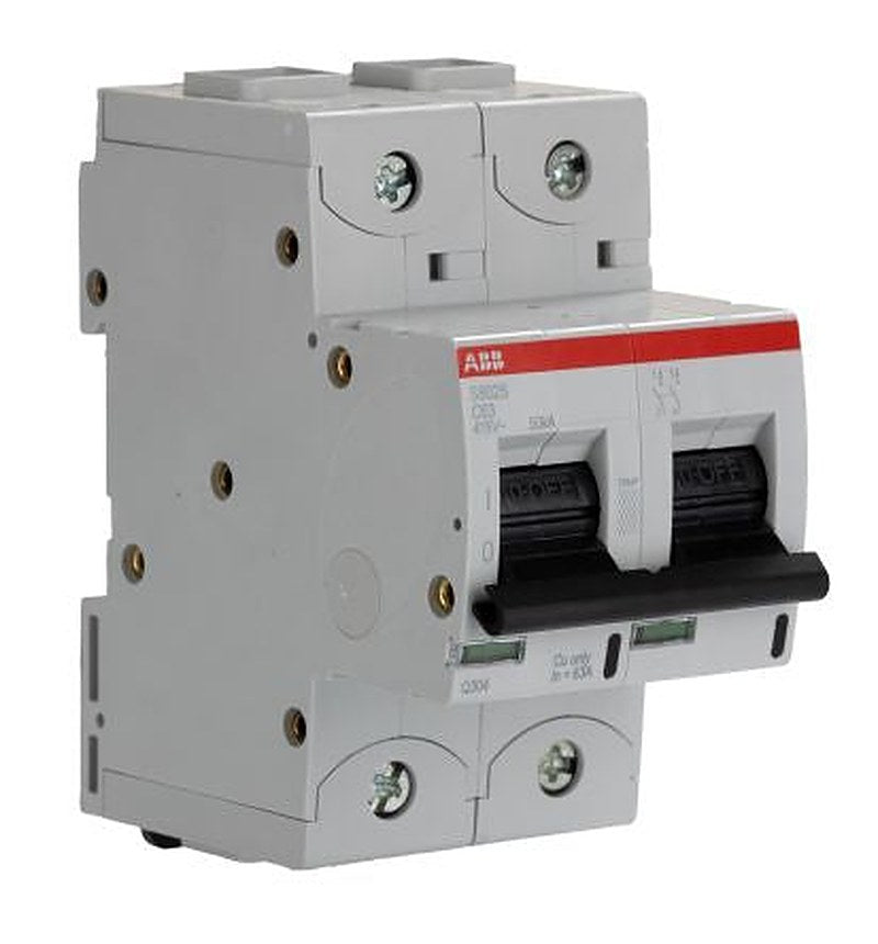 ABB High Performance S800S Miniature Circuit Breaker, 2-Pole, 63A, Type C, 690V ac AC, 250 V dc DC, 50 kA Breaking