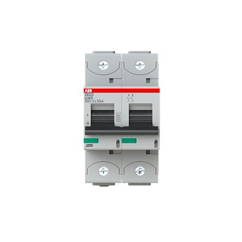 ABB S802S Miniature Circuit Breaker, 2-Pole, 25A, Type B, 500 V dc DC, 50 kA Breaking Capacity