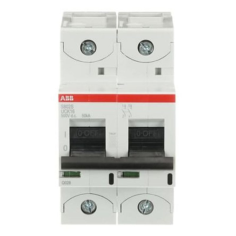 ABB S802S Miniature Circuit Breaker, 2-Pole, 16A, UC-K, 500 V dc DC, 50 kA Breaking Capacity