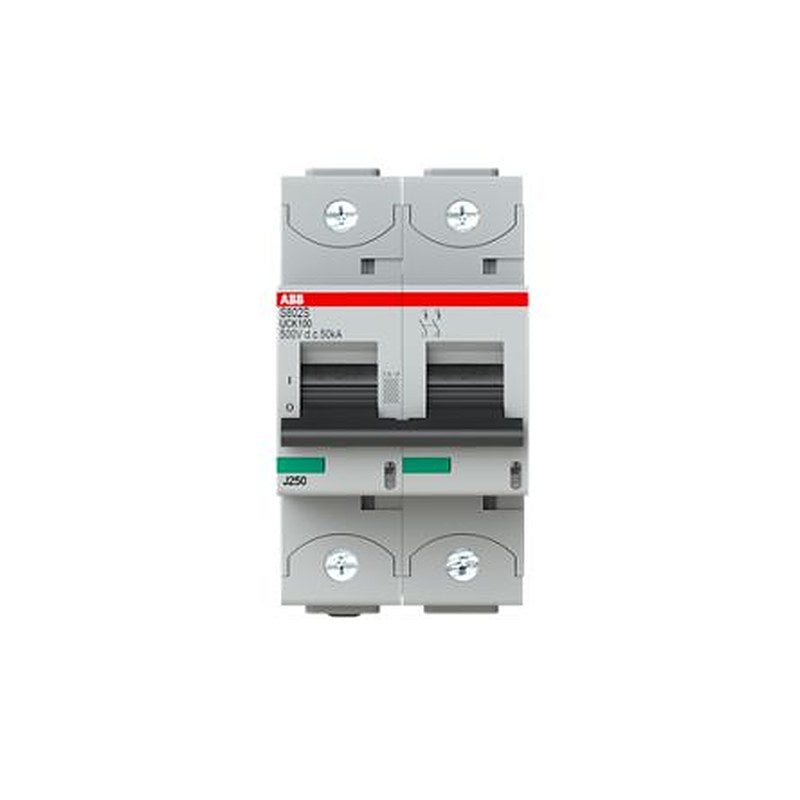 ABB S802S Miniature Circuit Breaker, 2-Pole, 100A, UC-K, 500 V dc DC, 50 kA Breaking Capacity