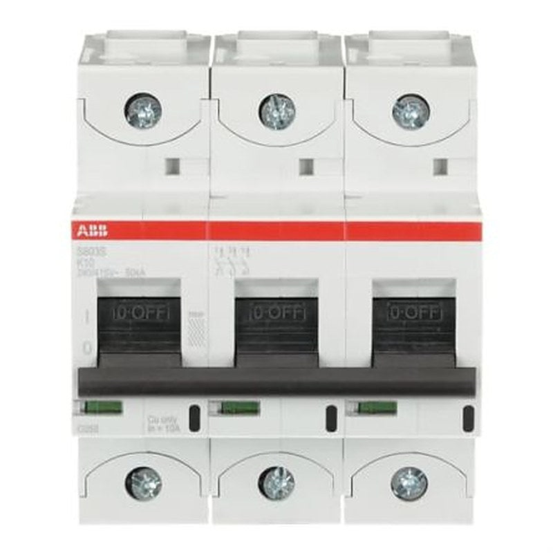 ABB S800S Miniature Circuit Breaker, 3-Pole, 10A, Type K, 240V ac AC, 50 kA Breaking Capacity