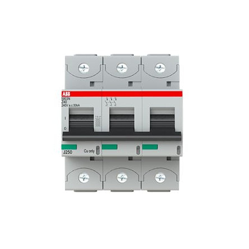ABB S800U Miniature Circuit Breaker, 3-Pole, 40A, Type Z, 240V ac AC, 50 kA Breaking Capacity