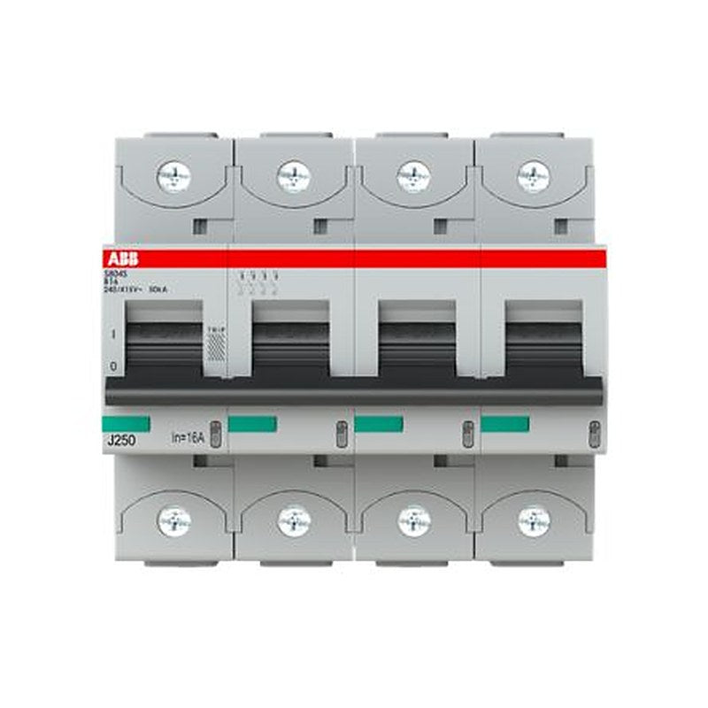 ABB S800S Miniature Circuit Breaker, 4-Pole, 16A, Type B, 240V ac AC, 50 kA Breaking Capacity