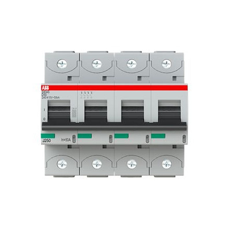 ABB S800S Miniature Circuit Breaker, 4-Pole, 50A, Type D, 240V ac AC, 50 kA Breaking Capacity