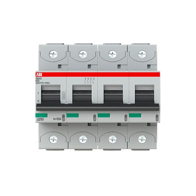 ABB S800S Miniature Circuit Breaker, 4-Pole, 50A, Type K, 240V ac AC, 50 kA Breaking Capacity