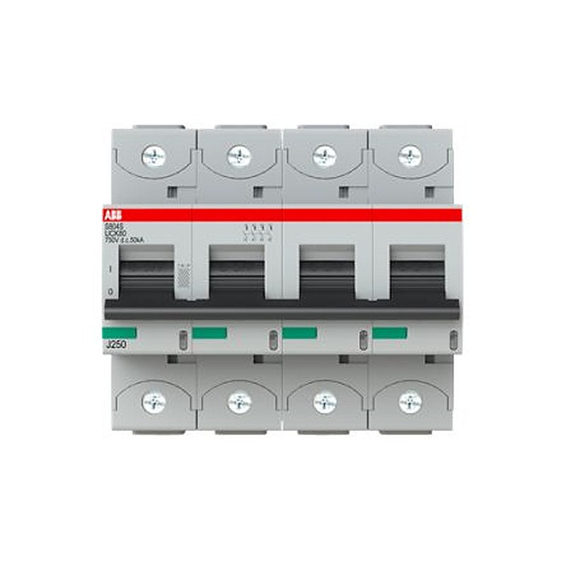 ABB S804S Miniature Circuit Breaker, 4-Pole, 80A, UC-K, 750 V dc DC, 50 kA Breaking Capacity