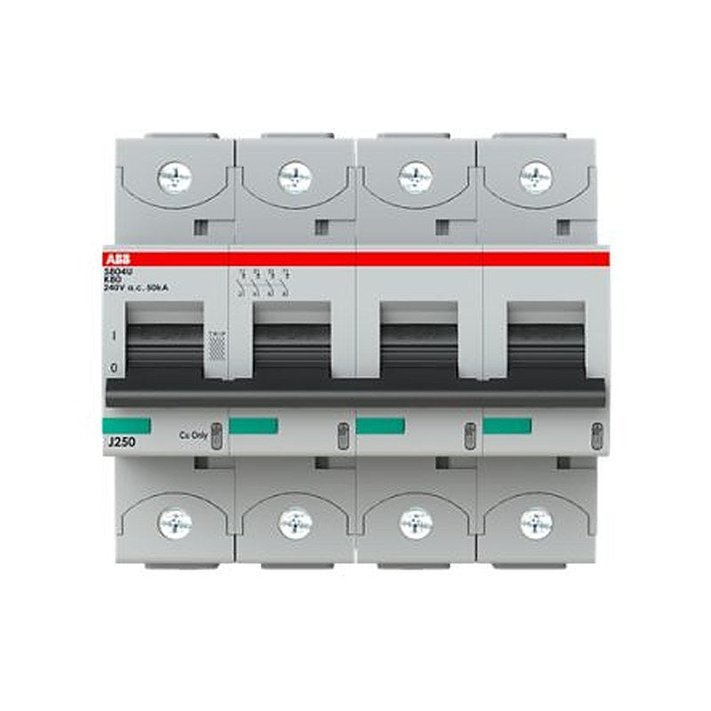 ABB S800 S800U Miniature Circuit Breaker, 4-Pole, 80A, Type K, 240V ac AC, 50 kA Breaking Capacity