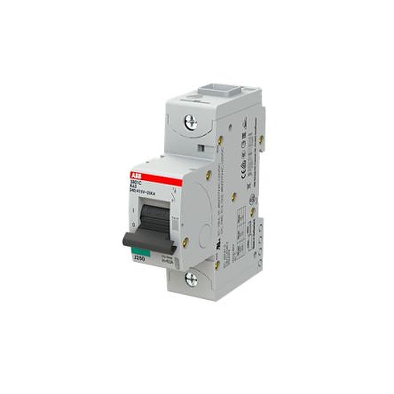 ABB S801 S801C Miniature Circuit Breaker, 1-Pole, 63A, Type K, 400V ac AC, 25 kA Breaking Capacity