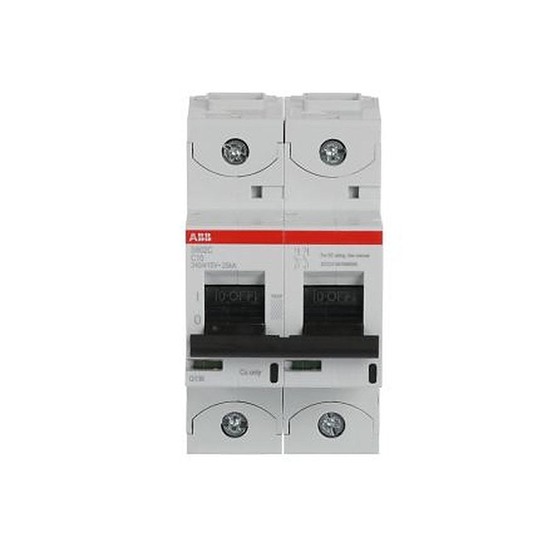 ABB S802C Miniature Circuit Breaker, 2-Pole, 10A, Type C, 415V ac AC, 25 kA Breaking Capacity