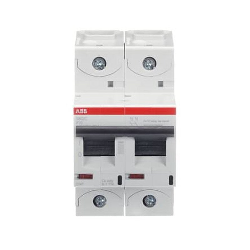 ABB S802C Miniature Circuit Breaker, 2-Pole, 10A, Type K, 415V ac AC, 440 V dc DC, 25 kA Breaking Capacity