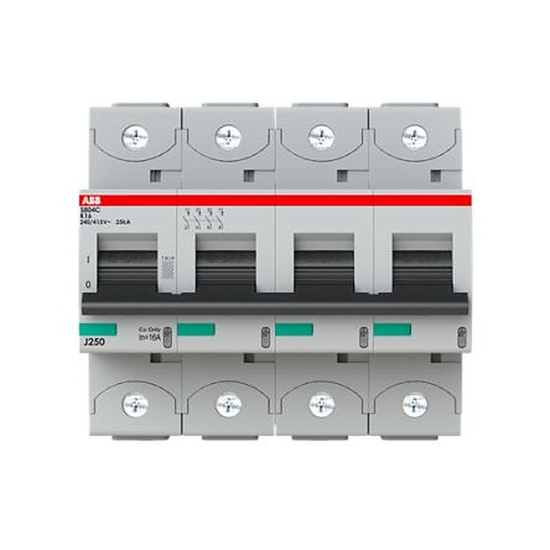 ABB S804C Miniature Circuit Breaker, 4-Pole, 16A, Type K, 415V ac AC, 440 V dc DC, 25 kA Breaking Capacity
