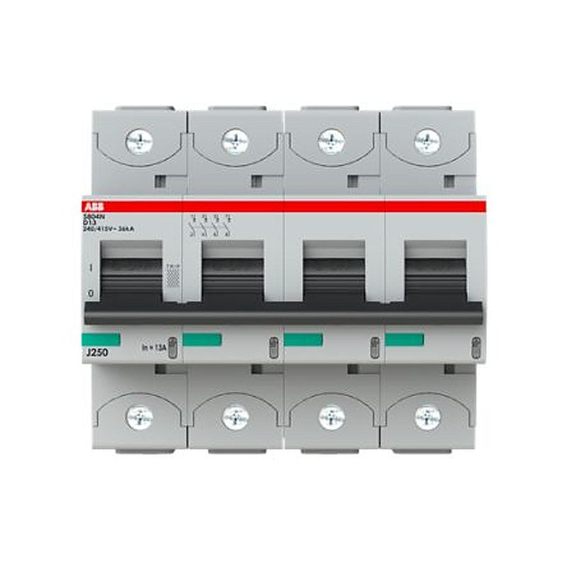 ABB S804N Miniature Circuit Breaker, 4-Pole, 6A, Type D, 690V ac AC, 36 kA Breaking Capacity