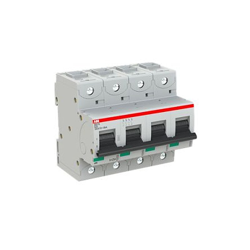 ABB S804N-D25 S804N Miniature Circuit Breaker, 4-Pole, 25A, Type D, 690V ac AC, 500 V dc DC, 36 kA Breaking Capacity