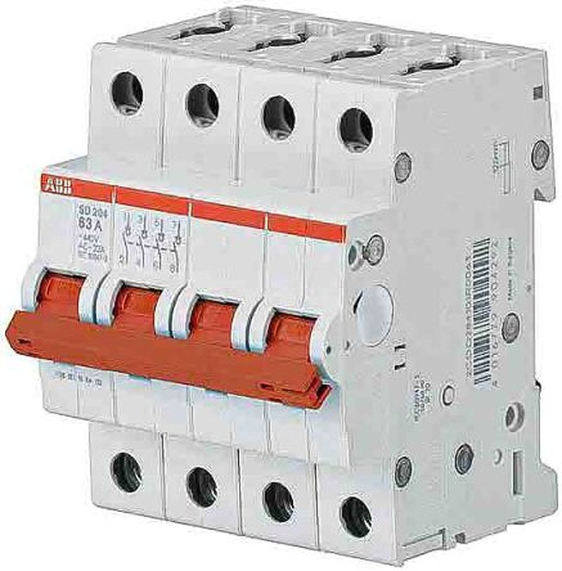 ABB System Pro M Compact SD200 Miniature Circuit Breaker, 4-Pole, 63A, 440V ac AC, 25 kA Breaking Capacity
