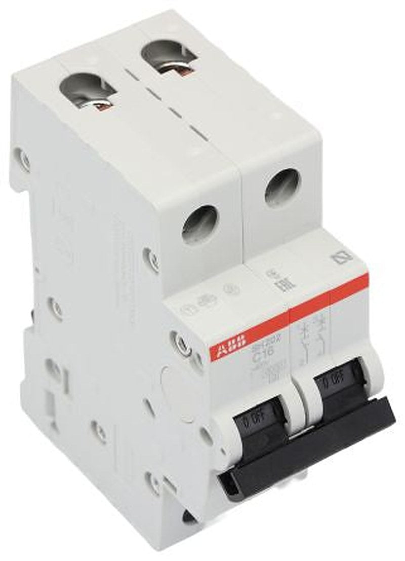 ABB ComPact Home SH200 Miniature Circuit Breaker, 2-Pole, 16A, Type C, 400V ac AC, 400 V dc DC, 6 kA Breaking Capacity