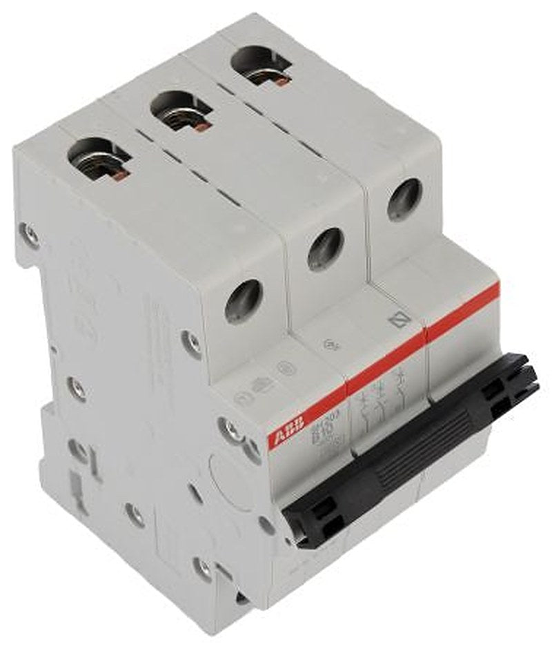 ABB ComPact Home SH200 Miniature Circuit Breaker, 3-Pole, 10A, Type B, 440V ac AC, 6 kA Breaking Capacity