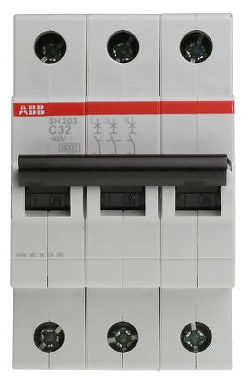 ABB ComPact Home SH200 Miniature Circuit Breaker, 3-Pole, 32A, Type C, 440V ac AC, 6 kA Breaking Capacity