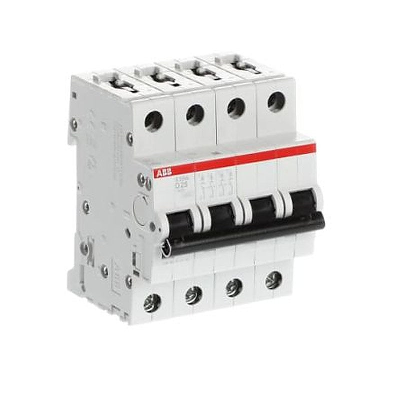 ABB S204L Miniature Circuit Breaker, 4-Pole, 25A, Type D, 400V ac AC, 6 kA Breaking Capacity