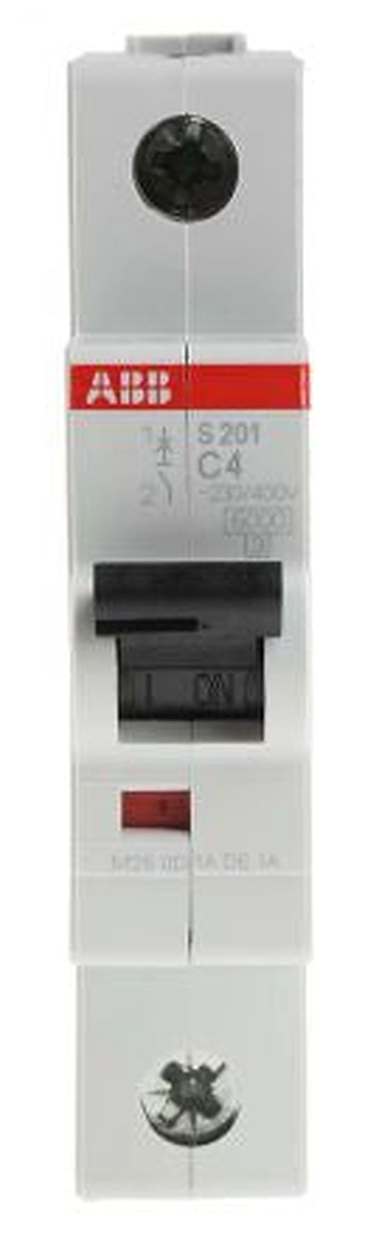 ABB System Pro M Compact S200 Miniature Circuit Breaker, 1-Pole, 4A, Type C, 253V ac AC, 72 V dc DC, 6 kA Breaking