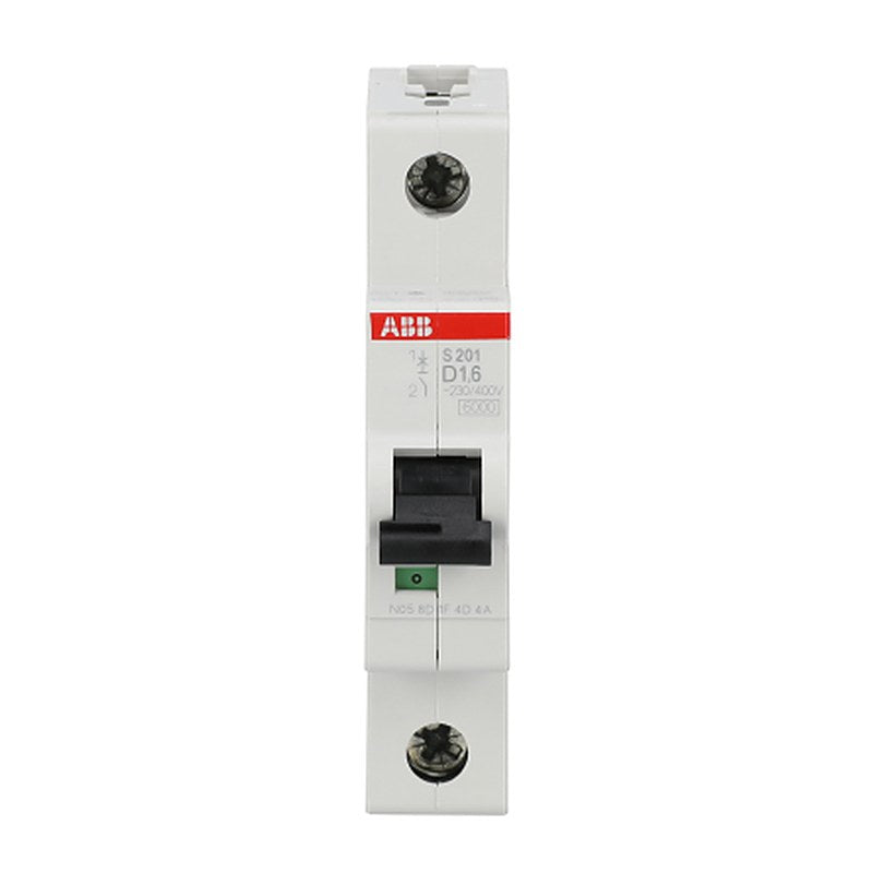 ABB System Pro M Compact S200 Miniature Circuit Breaker, 1-Pole, 1.6A, Type D, 400V ac AC, 72 V DC, 6 kA Breaking