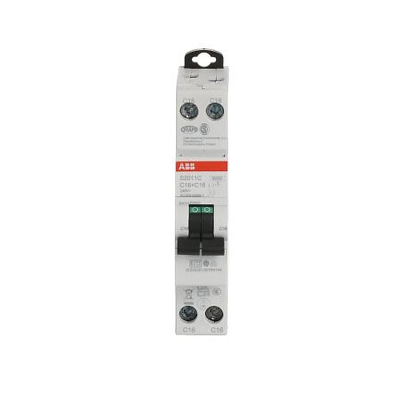 ABB S200C S200C Miniature Circuit Breaker, 2-Pole, 16A, Type C, 240V ac AC, 6 kA Breaking Capacity