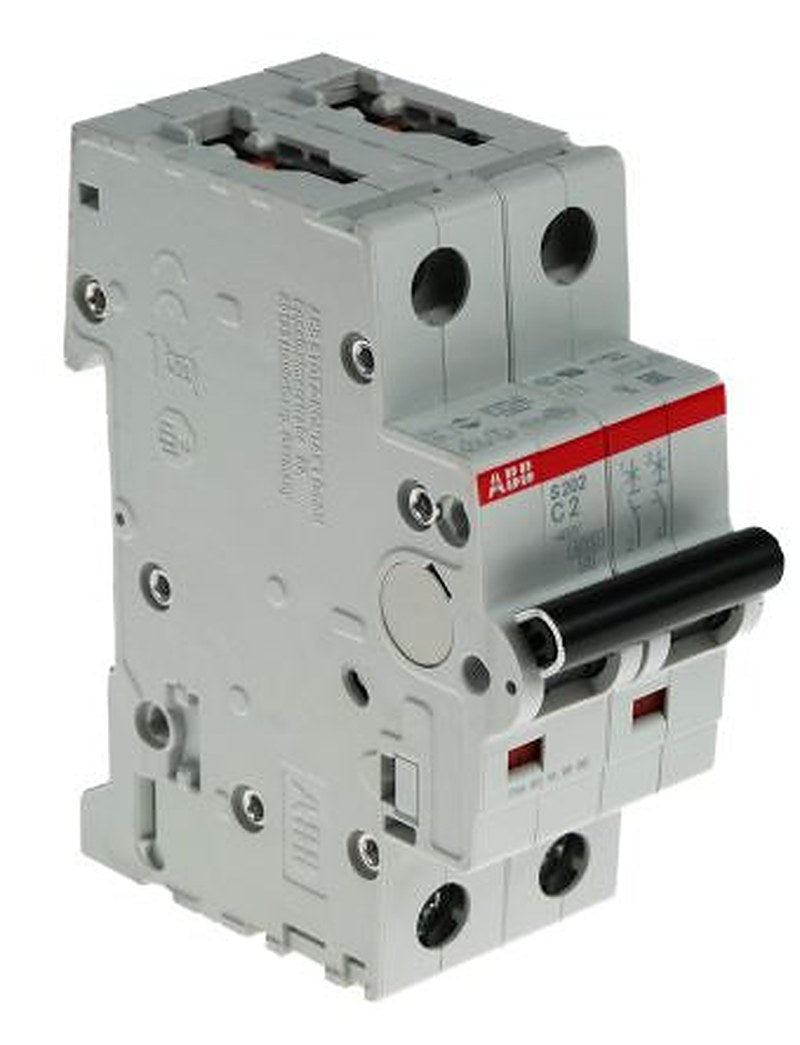 ABB System Pro M Compact S200 Miniature Circuit Breaker, 2-Pole, 2A, Type C, 400V ac AC, 6 kA Breaking Capacity