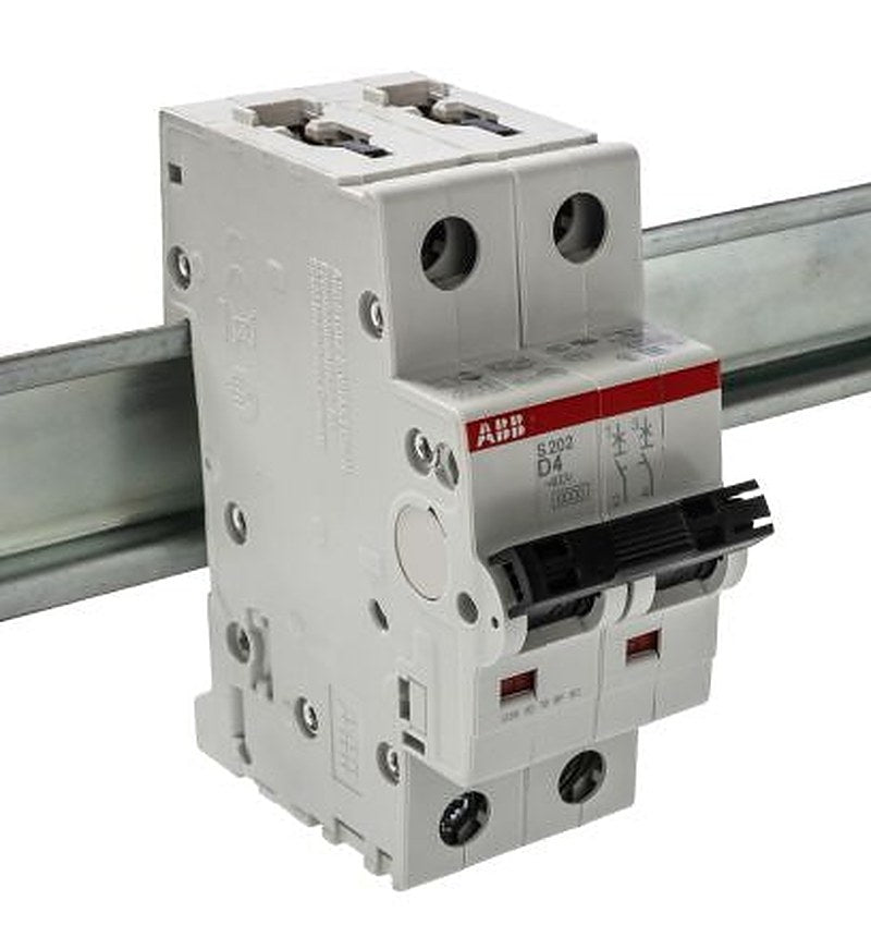 ABB System Pro M Compact S200 Miniature Circuit Breaker, 2-Pole, 4A, Type D, 400V ac AC, 125 V dc DC, 6 kA Breaking