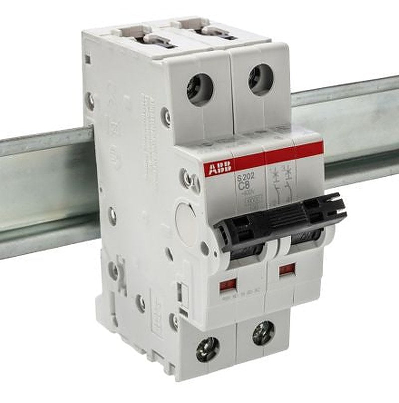 ABB System Pro M Compact S200 Miniature Circuit Breaker, 2-Pole, 8A, Type C, 400V ac AC, 125 V dc DC, 6 kA Breaking