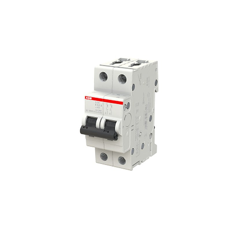 ABB System Pro M Compact S200 Miniature Circuit Breaker, 2-Pole, 500mA, Type K, 400V AC, 125 V DC, 6 kA Breaking