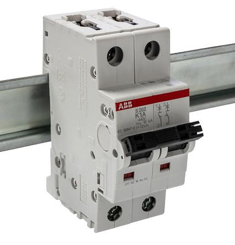 ABB System Pro M Compact S200 Miniature Circuit Breaker, 2-Pole, 1A, Type K, 400V ac AC, 125 V dc DC, 6 kA Breaking