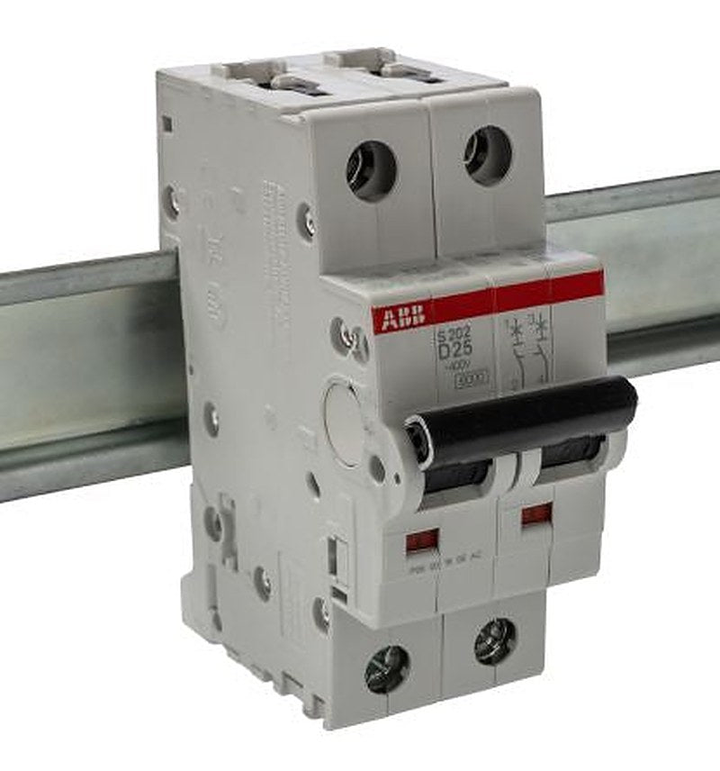 ABB System Pro M Compact S200 Miniature Circuit Breaker, 2-Pole, 25A, Type D, 400V ac AC, 125 V dc DC, 6 kA Breaking