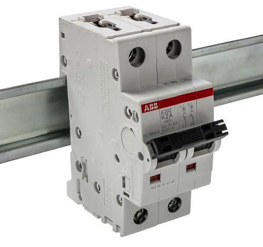 ABB System Pro M Compact S200 Miniature Circuit Breaker, 2-Pole, 2A, Type K, 400V ac AC, 125 V dc DC, 6 kA Breaking