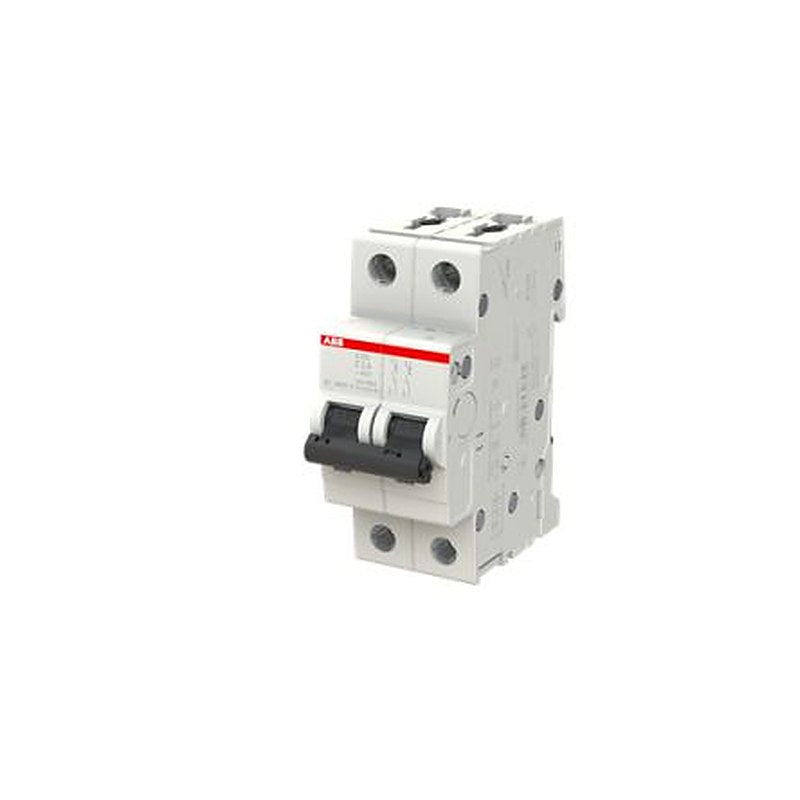 ABB S200 2CDS252001R Miniature Circuit Breaker, 2-Pole, 2A, Type Z, 400V ac AC, 125 V dc DC, 6 kA Breaking Capacity