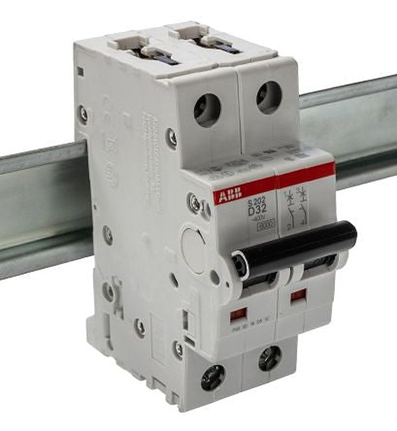 ABB System Pro M Compact S200 Miniature Circuit Breaker, 2-Pole, 32A, Type D, 400V ac AC, 125 V dc DC, 6 kA Breaking