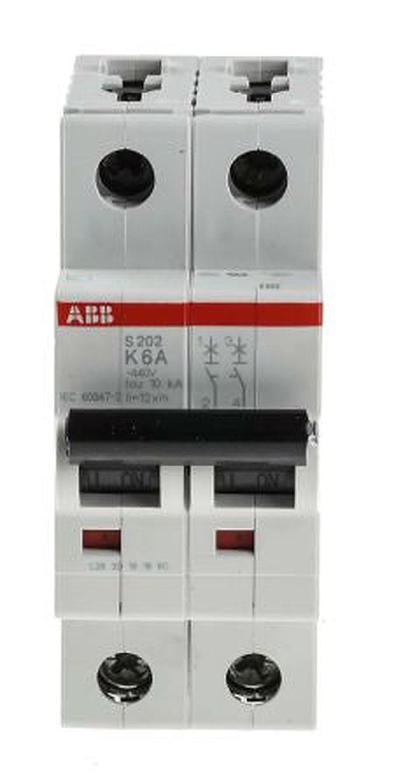 ABB System Pro M Compact S200 Miniature Circuit Breaker, 2-Pole, 6A, Type K, 400V ac AC, 125 V dc DC, 6 kA Breaking