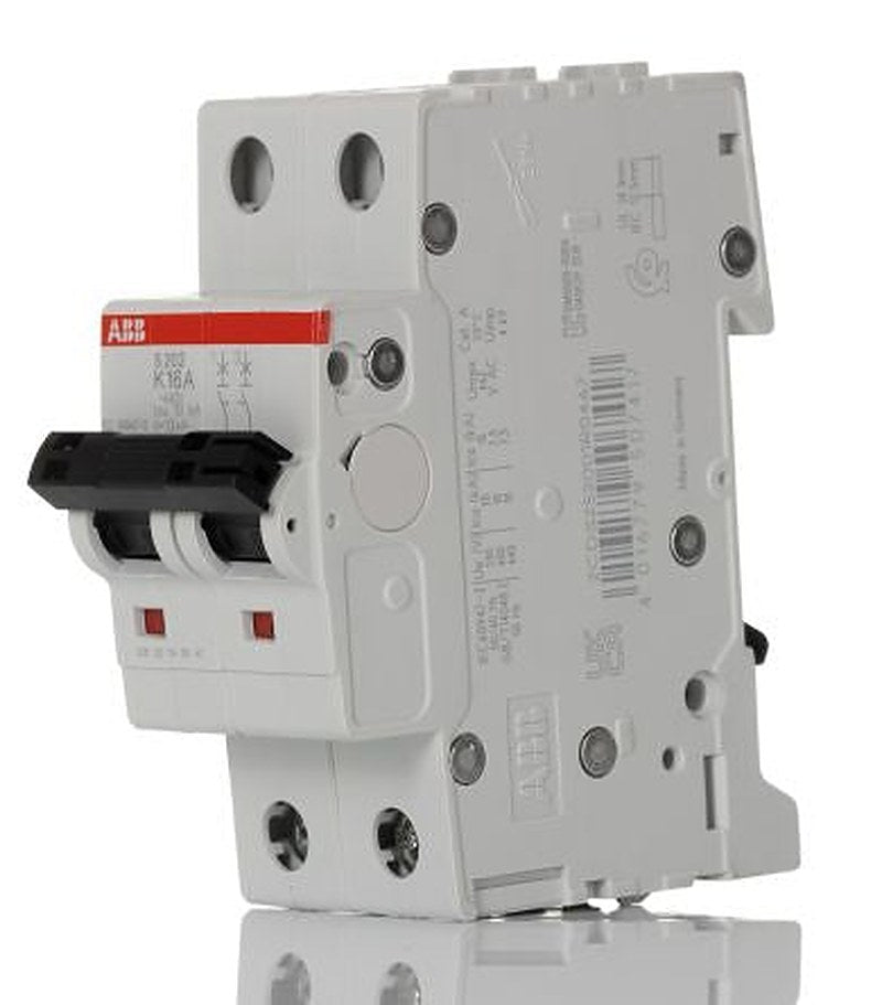 ABB System Pro M Compact S200 Miniature Circuit Breaker, 2-Pole, 16A, Type K, 400V ac AC, 6 kA Breaking Capacity