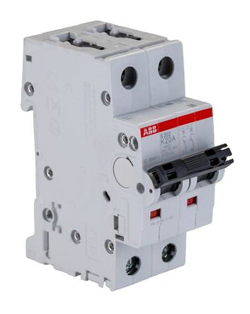 ABB System Pro M Compact S200 Miniature Circuit Breaker, 2-Pole, 20A, Type K, 400V ac AC, 125 V dc DC, 6 kA Breaking