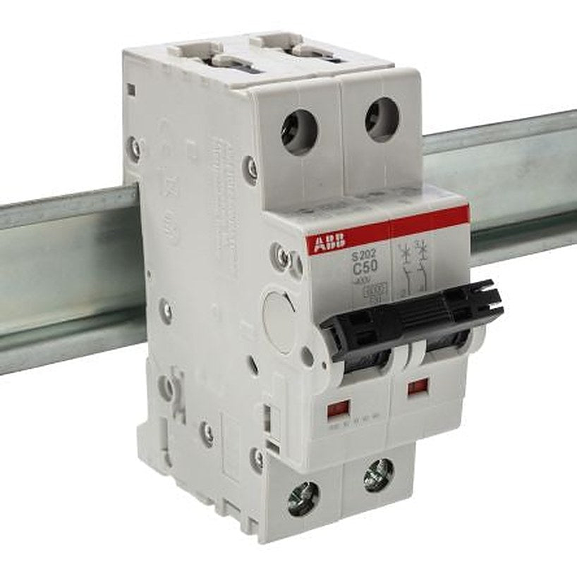 ABB System Pro M Compact S200 Miniature Circuit Breaker, 2-Pole, 50A, Type C, 400V ac AC, 125 V dc DC, 6 kA Breaking
