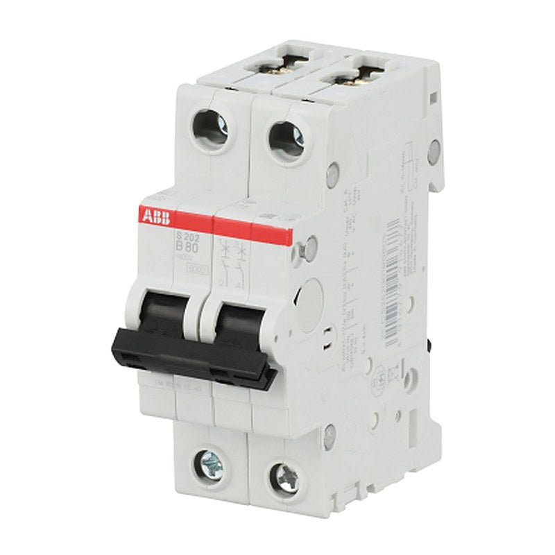 ABB System Pro M Compact S200 Miniature Circuit Breaker, 2-Pole, 80A, Type B, 400V ac AC, 6 kA Breaking Capacity