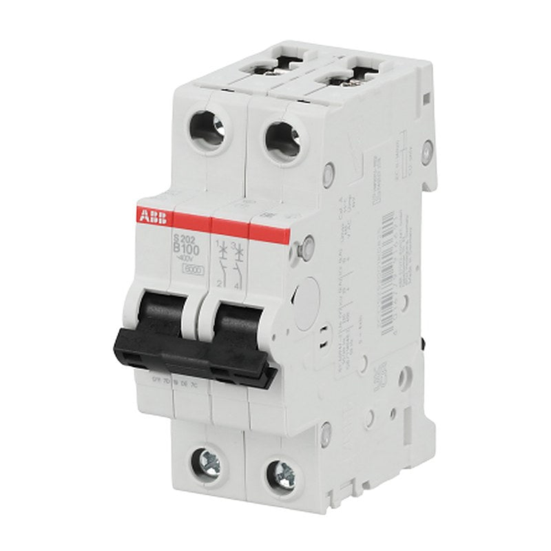ABB System Pro M Compact S200 Miniature Circuit Breaker, 2-Pole, 100A, Type B, 400V ac AC, 6 kA Breaking Capacity