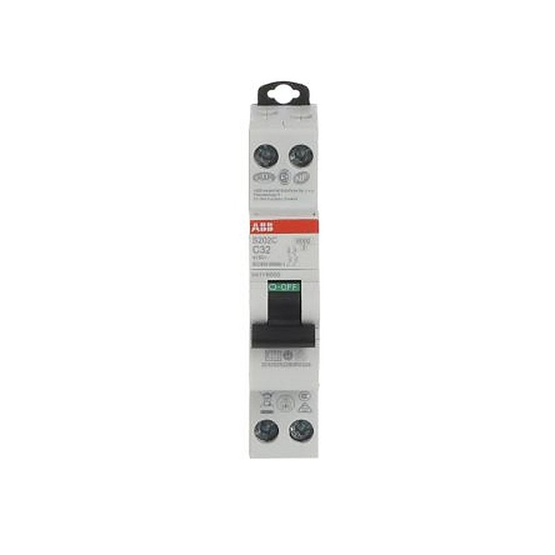 ABB S200C S200C Miniature Circuit Breaker, 2-Pole, 32A, Type C, 415V ac AC, 6 kA Breaking Capacity