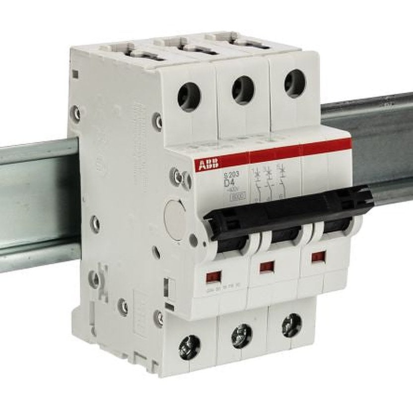 ABB System Pro M Compact S200 Miniature Circuit Breaker, 3-Pole, 4A, Type D, 440V ac AC, 12 V dc DC, 6 kA Breaking
