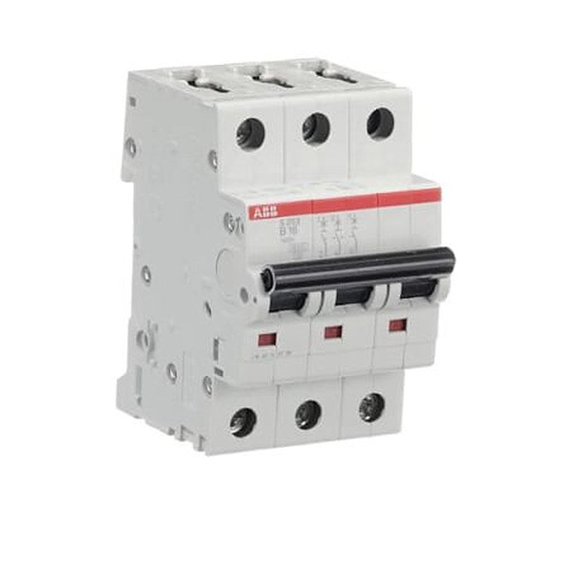 ABB M Compact S200 2CDS253001R Miniature Circuit Breaker, 3-Pole, 16A, Type B, 12V ac AC, 12 V dc DC, 10 kA Breaking