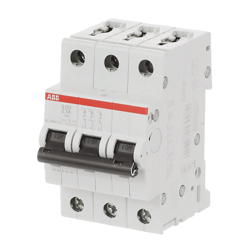 ABB System Pro M Compact S200 Miniature Circuit Breaker, 3-Pole, 1A, Type Z, 400V AC, 6 kA Breaking Capacity