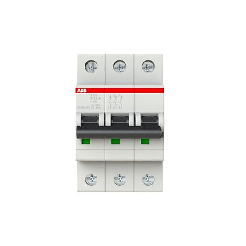 ABB System Pro M Compact S200 Miniature Circuit Breaker, 3-Pole, 1.6A, Type K, 400V ac AC, 110 V dc DC, 10 kA Breaking