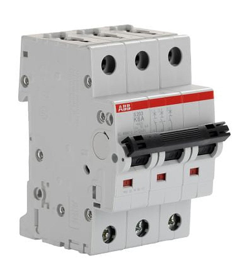 ABB System Pro M Compact S200 Miniature Circuit Breaker, 3-Pole, 6A, Type K, 440V ac AC, 110 V dc DC, 20 kA Breaking