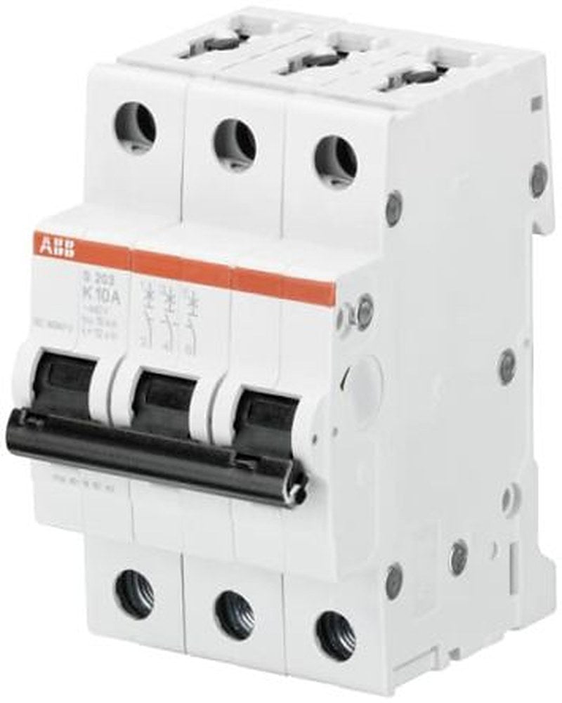 ABB System Pro M Compact S200 Miniature Circuit Breaker, 3-Pole, 8A, Type K, 400V ac AC, 110 V dc DC, 10 kA Breaking