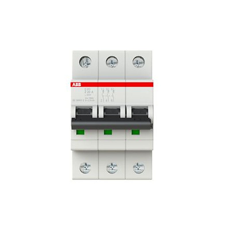 ABB System Pro M Compact S200 Miniature Circuit Breaker, 3-Pole, 20A, Type Z, 400V ac AC, 110 V dc DC, 10 kA Breaking