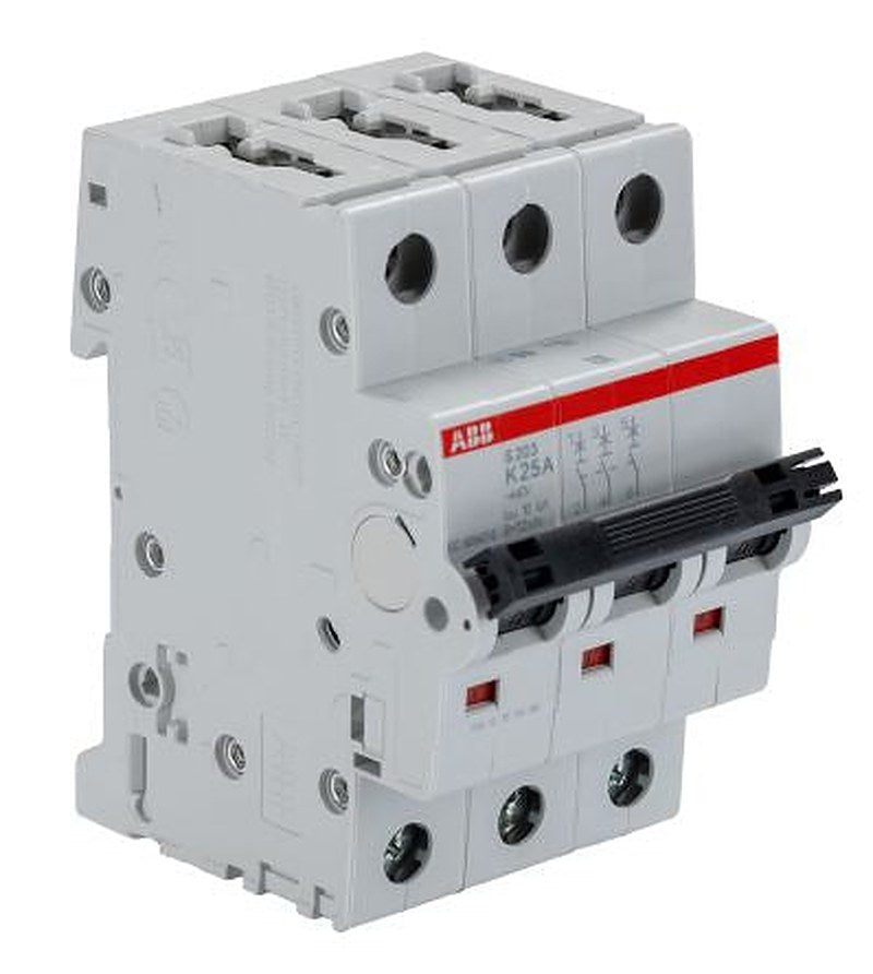 ABB System Pro M Compact S200 Miniature Circuit Breaker, 3-Pole, 25A, Type K, 400V ac AC, 6 kA Breaking Capacity