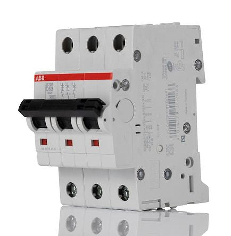 ABB System Pro M Compact S200 Miniature Circuit Breaker, 3-Pole, 63A, Type D, 440V ac AC, 12 V dc DC, 6 kA Breaking